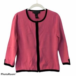 Women's Geoffrey Beene Pink & Black Cardigan Sweater Size Medium
